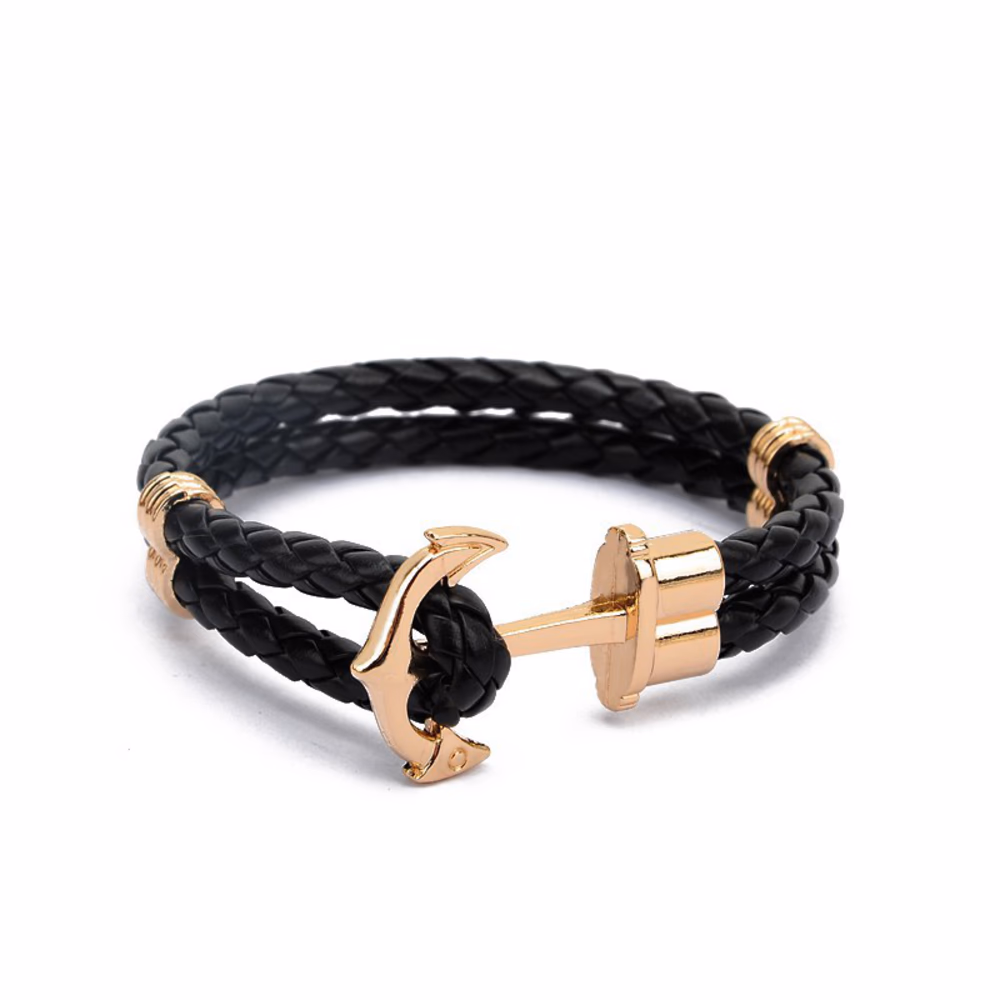 Braided Leather Wrap Bracelet (Gold Black) Braided Leather Wrap Bracelet (Gold Black)