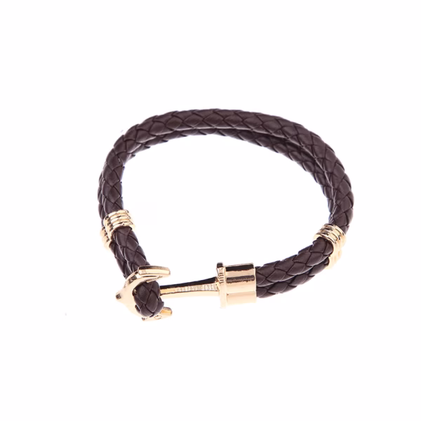 Custom Braided Leather Wrap Bracelet (Gold Coffee)