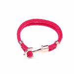 Custom Braided Leather Wrap Bracelet (Gold Red)
