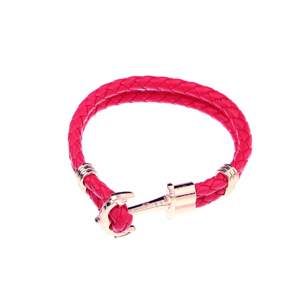 Custom Braided Leather Wrap Bracelet (Gold Red)