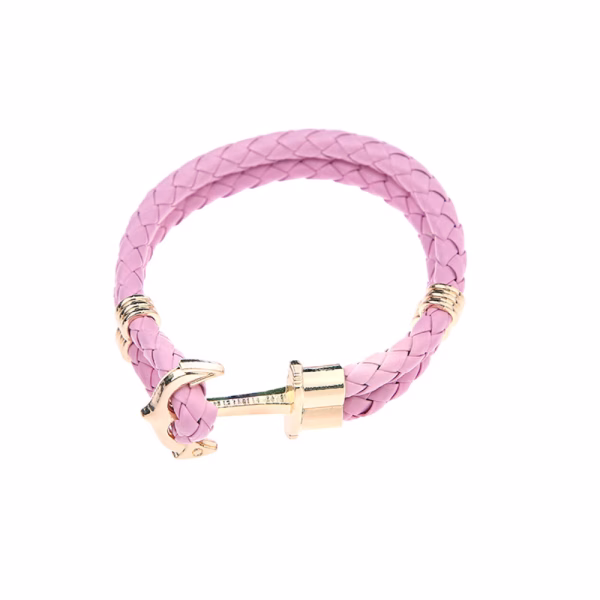 Custom Braided Leather Wrap Bracelet (Gold Rose Red)