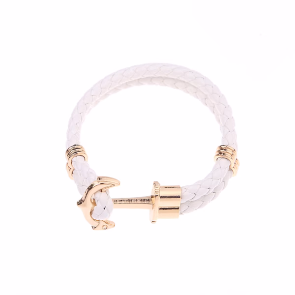 Custom Braided Leather Wrap Bracelet (Gold White)