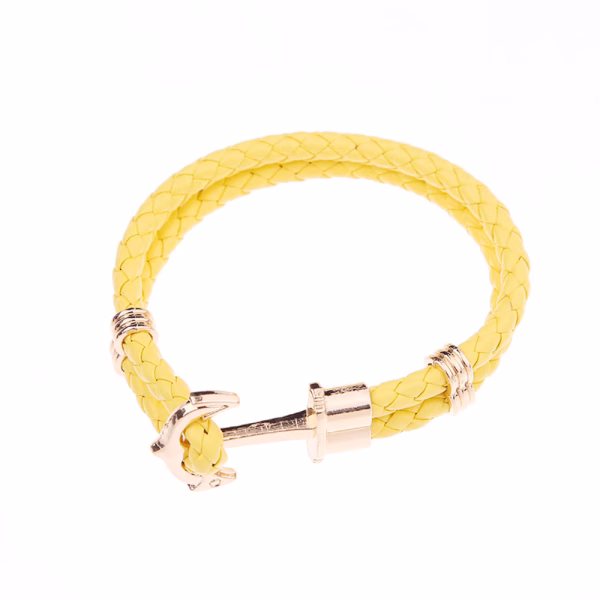 Custom Braided Leather Wrap Bracelet (Gold Yellow)
