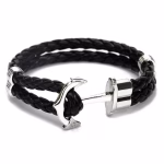 Custom Braided Leather Wrap Bracelet (Silver Black)