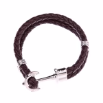 Custom Braided Leather Wrap Bracelet (Silver Coffee)