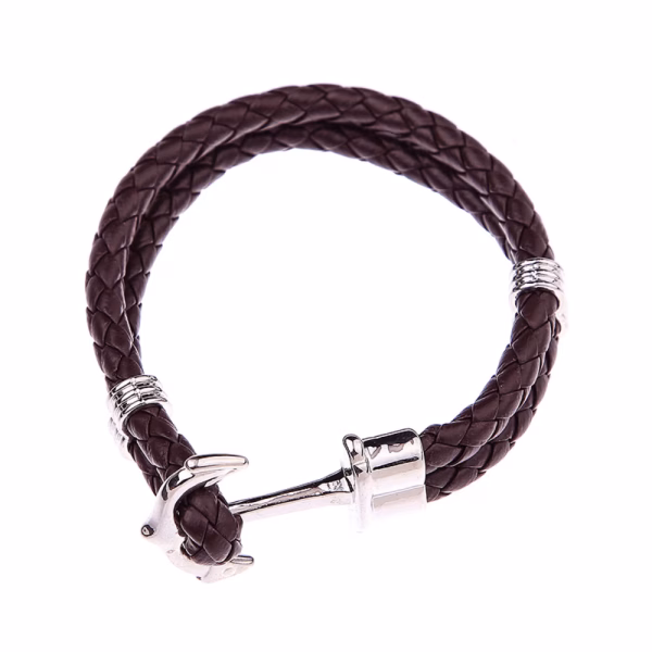 Custom Braided Leather Wrap Bracelet (Silver Coffee)