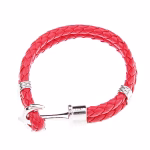 Custom Braided Leather Wrap Bracelet (Silver Red)