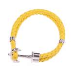 Custom Braided Leather Wrap Bracelet (Silver Yellow)