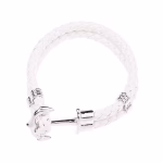 Custom Braided Leather Wrap Bracelet (Siver White)