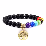Tree of Life Chakra Healing Bracelet (Natural Black Frosted)