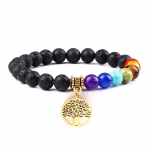 Tree of Life Chakra Healing Bracelet (Natural Lava Rock)