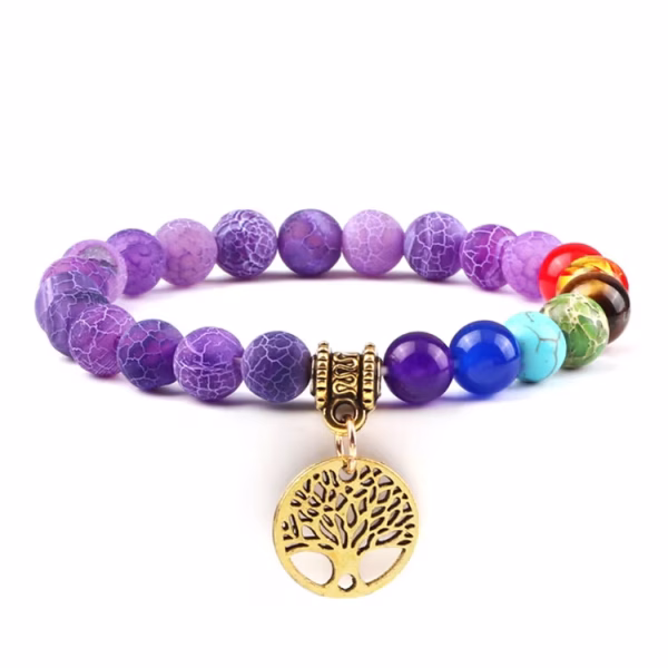 Tree of Life Chakra Healing Bracelet (Natural Purple Weathered)