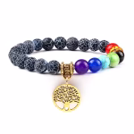 Tree of Life Chakra Healing Bracelet (Black Weathered)