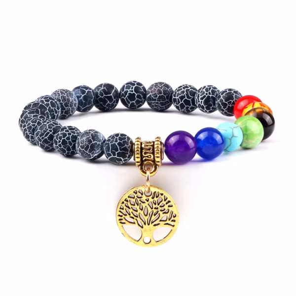 Tree of Life Chakra Healing Bracelet (Black Weathered)