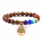 Tree of Life Chakra Healing Bracelet (Wood Beads)
