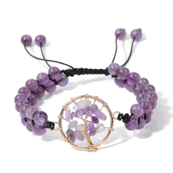 Adjustable Double Layer Turquoise Stone Bracelet (6mm Natural Amethyst)