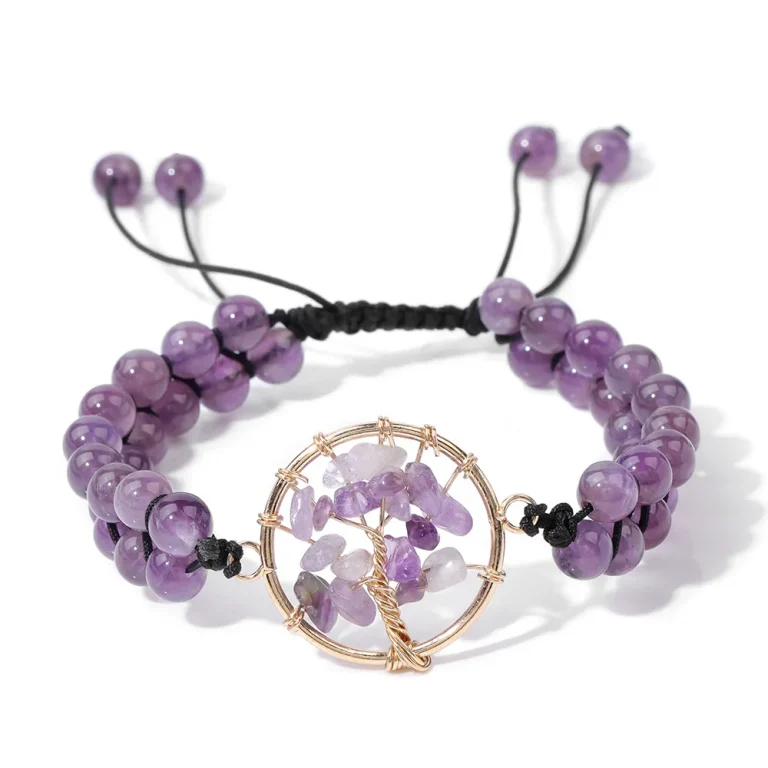 Adjustable Double Layer Turquoise Stone Bracelet (6mm Natural Amethyst)