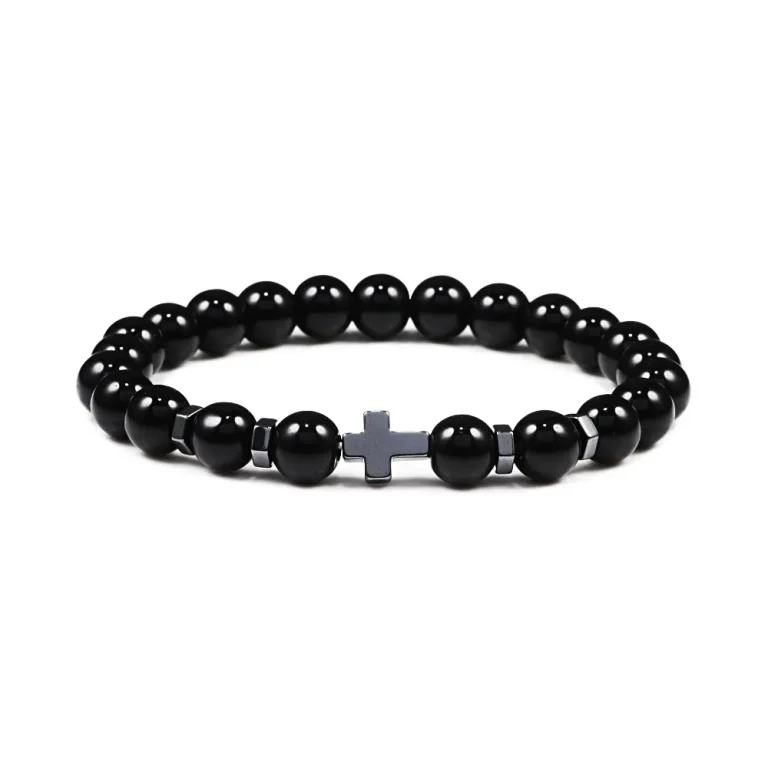 Turquoise Cross Bracelet (Black Blass Glass)