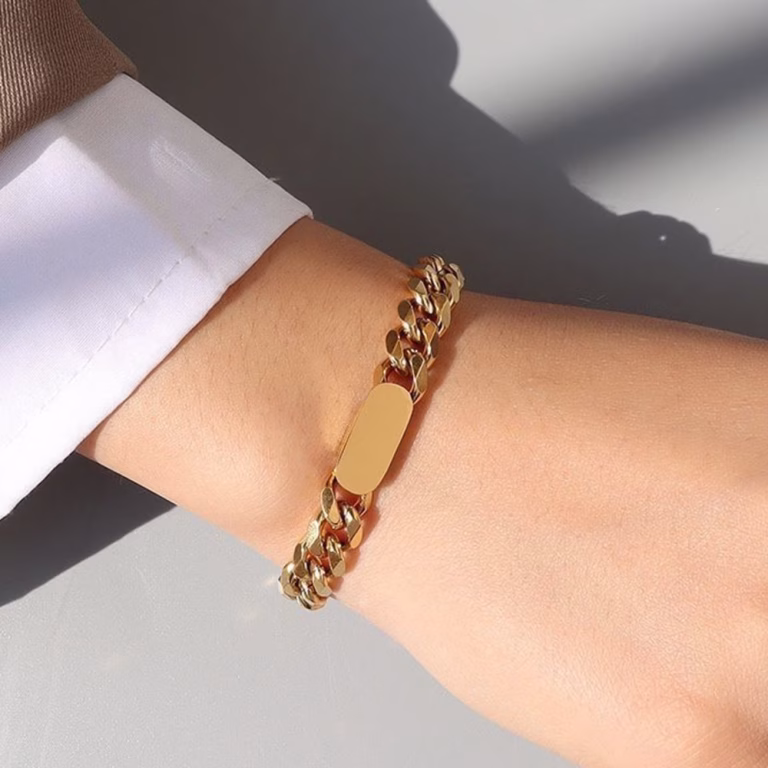men's gold stainless steel chain bracelet-img1
