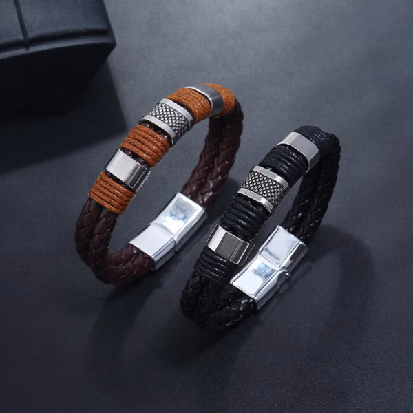 men's woven PU leather bracelet-img5