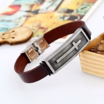 vintage men's leather cross bracelet-img4