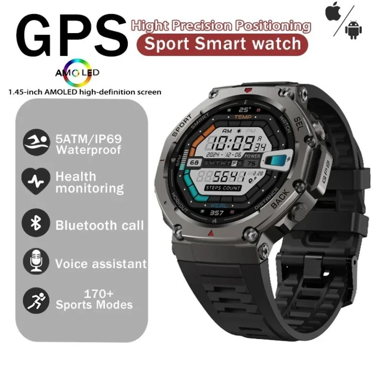 3ATM Waterproof Smart Watch – GPS Sports Tactical Military Watch for Men