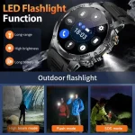 2026 Outdoor Smart Watch Men – 3ATM LED Flashlight BT Call Compass IP68 Tactical Gear - Image 6